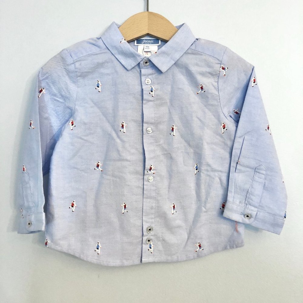 Jacadi Boys Buttondown with Marathon Runner Motif